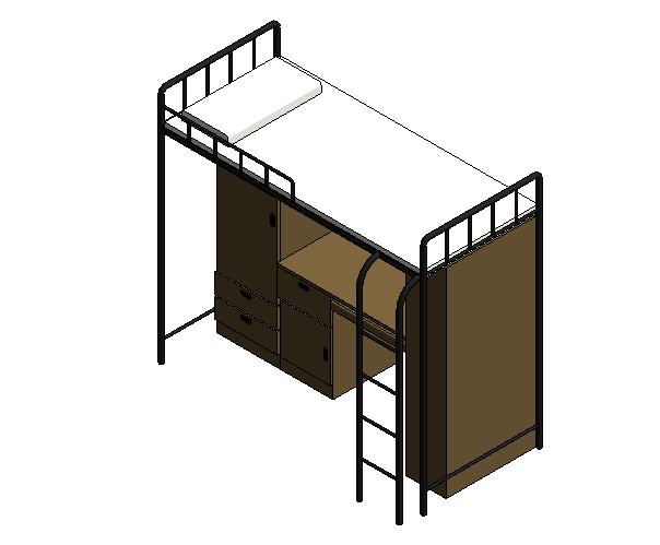家具-3D-床-学生宿舍组合家具_图1