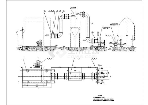 某工程锅炉地基及辅机设计cad施工布置图-图一