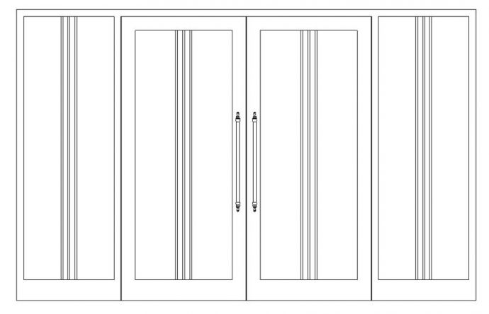  门-普通门-平开门-双扇-双面嵌板连窗玻璃门1_图1