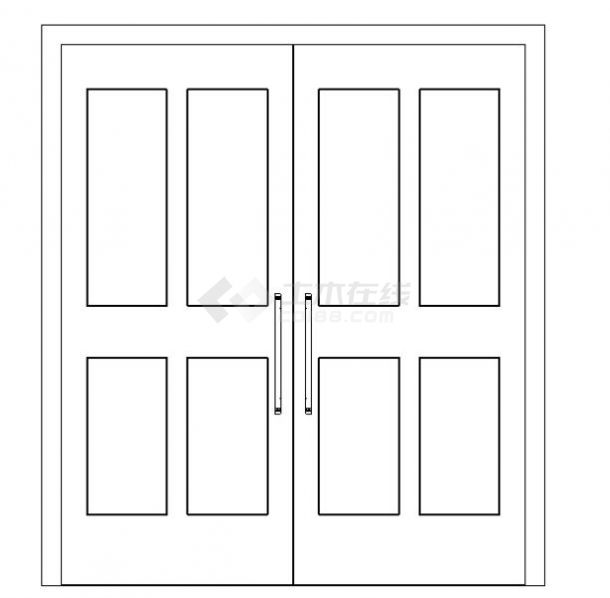  门-普通门-平开门-双扇-双面嵌板木门3