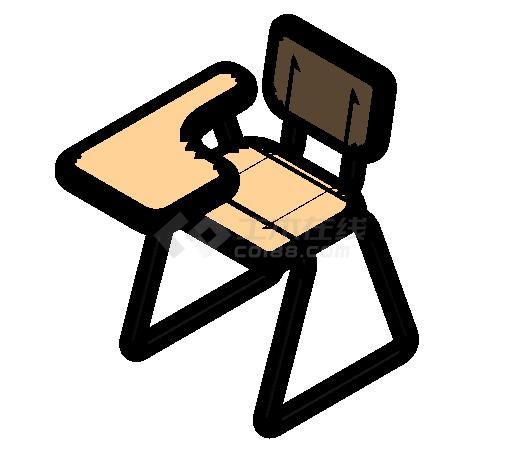 家具-3D-桌椅-椅子-椅子 - 带写字板的扶手椅