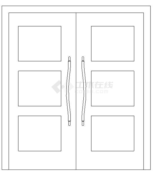  门-普通门-平开门-双扇-双面嵌板镶玻璃门1