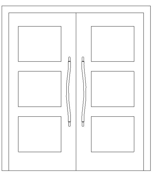  门-普通门-平开门-双扇-双面嵌板镶玻璃门1_图1