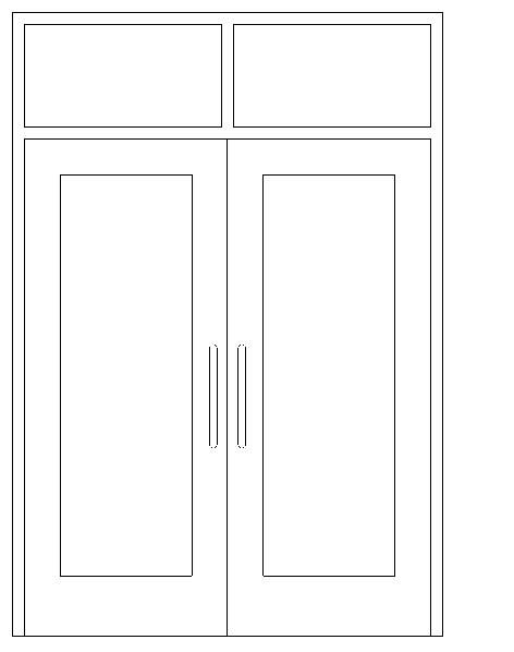  门-普通门-平开门-双扇-双面嵌板镶玻璃门3带亮窗