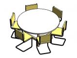 家具-3D-桌椅-桌椅组合-餐桌 - 圆形带餐椅图片1