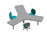 家具-3D-桌椅-桌椅组合-风车型办公桌图片1