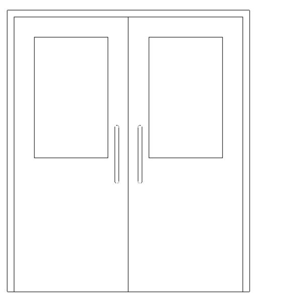  门-普通门-平开门-双扇-双面嵌板镶玻璃门4_图1