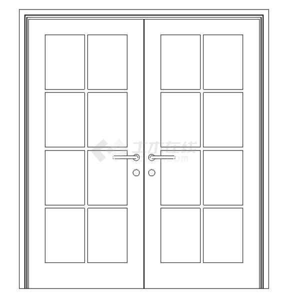  门-普通门-平开门-双扇-双面嵌板镶玻璃门5