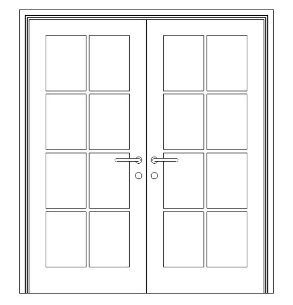  门-普通门-平开门-双扇-双面嵌板镶玻璃门5_图1