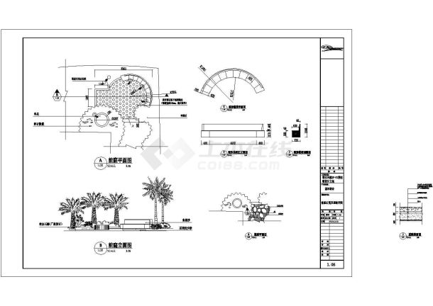 某别墅前庭石凳及道路设计cad图，共五张-图一