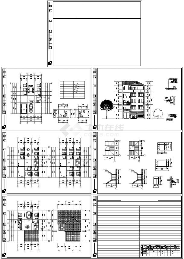某5层框架结构小旅馆设计cad全套建筑方案图（甲级院设计）-图二