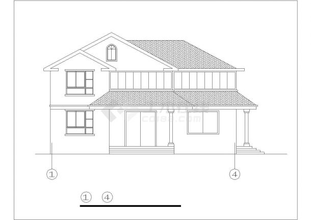 210平米2层砖混结构单体别墅平立剖面设计CAD图纸-图二