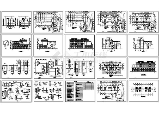 某多层框架结构住宅楼设计cad全套建筑施工图纸（含设计说明，20张图）-图二