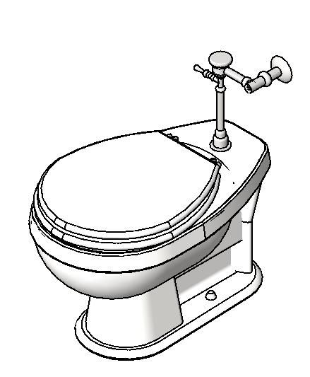  卫浴-常规卫浴-坐便器-带阀厕所-3D