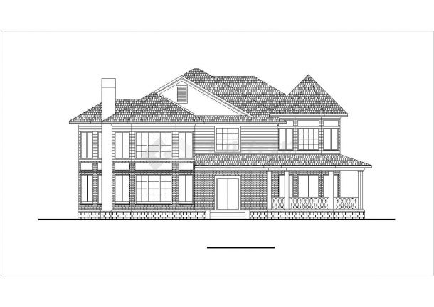 380平米左右2层砖混结构单体别墅平立面设计CAD图纸-图二