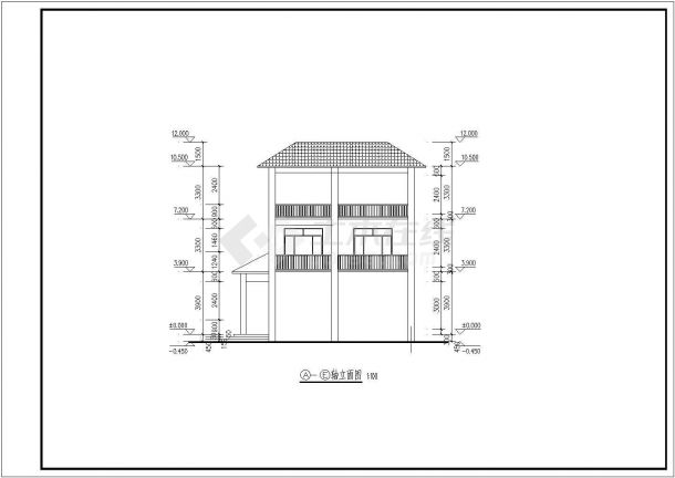 330平米2+1层框混结构单体独栋别墅平立剖面设计CAD图纸-图一