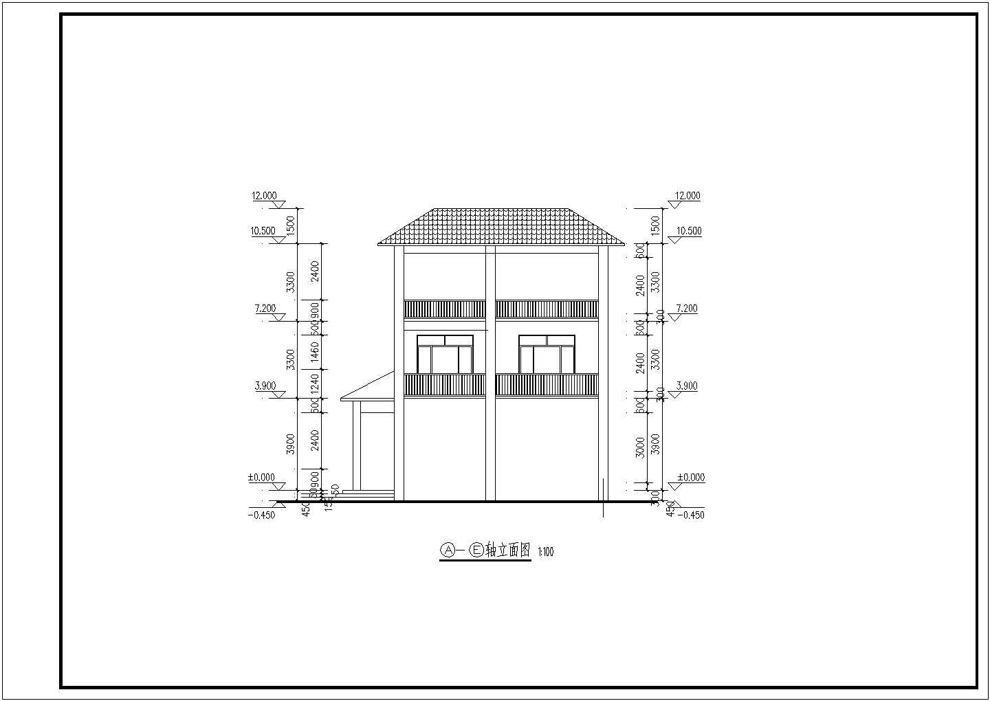 330平米2+1层框混结构单体独栋别墅平立剖面设计CAD图纸