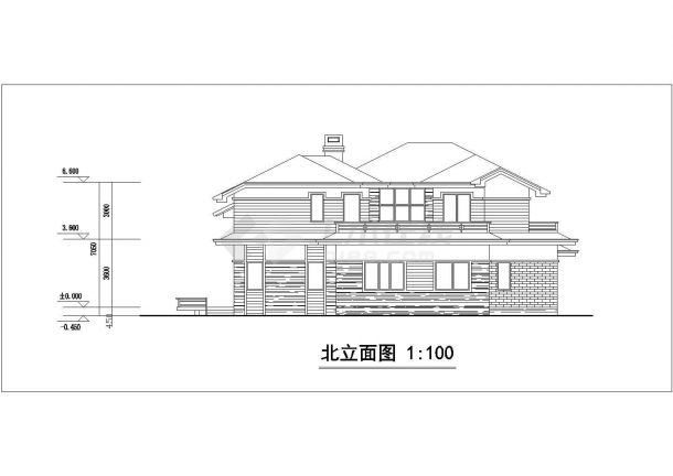平湖市某现代化村镇330平米2层砖混结构单体别墅建筑设计CAD图纸-图二