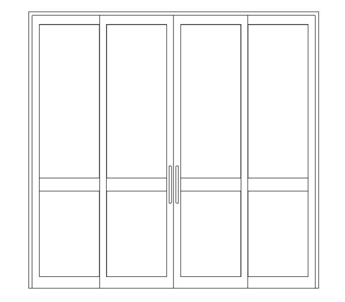 幕墙-门窗嵌板-门嵌板_70-90 系列四扇推拉铝门