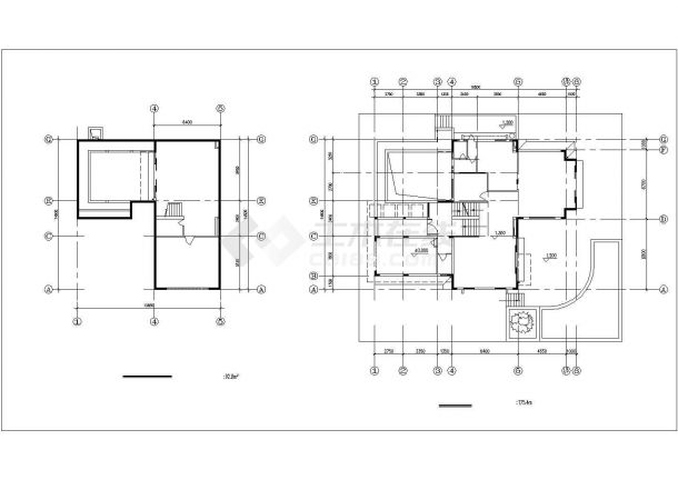175.4平方米独栋高档别墅户型CAD施工图-图二