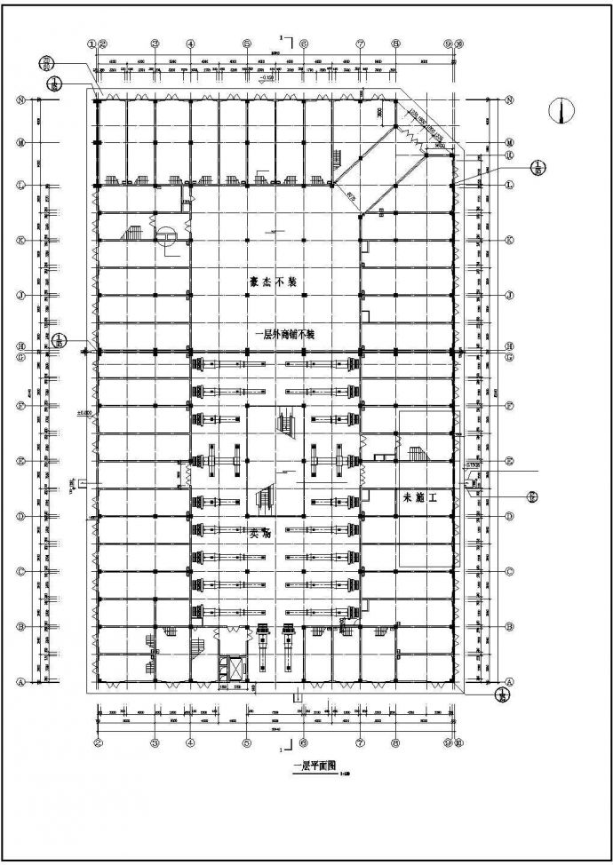 多层商场建筑空调通风系统设计施工图（风冷模块机组）_图1