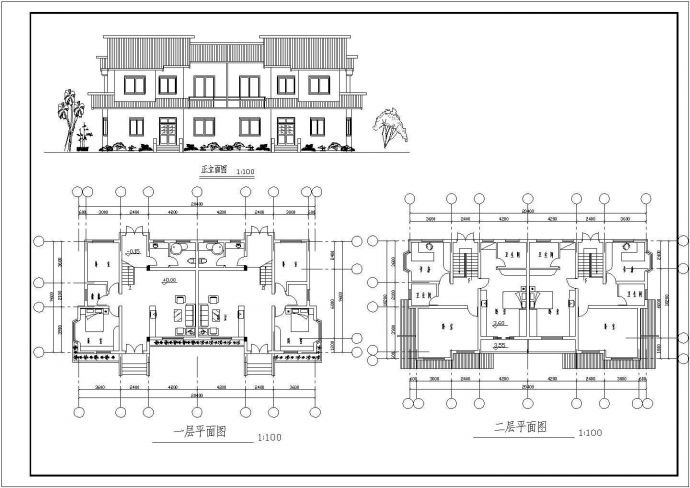豪华别墅户型施工CAD方案详图_图1