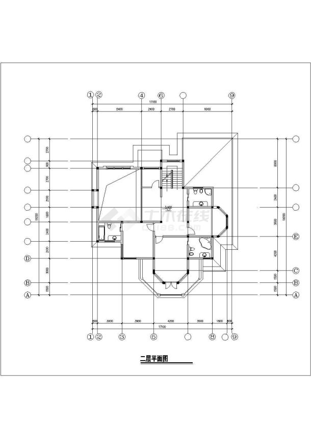 高档别墅户型CAD施工平面设计图-图二
