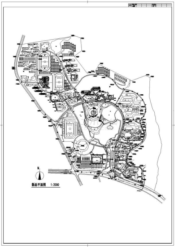 某学院新校区景观规划设计cad图(含总平面图)-图一