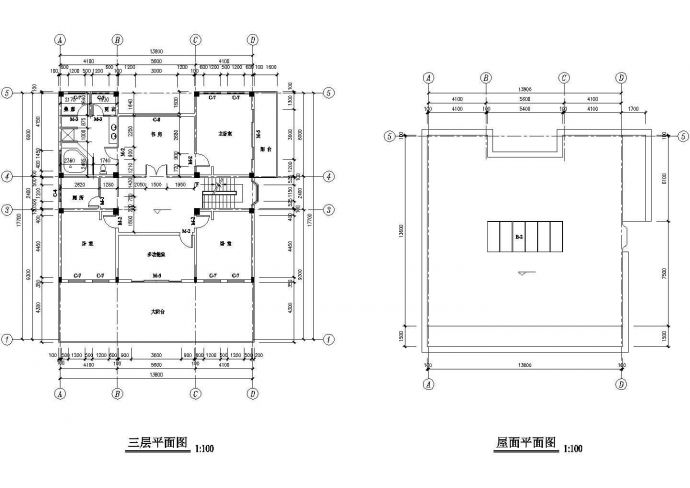 豪华别墅户型CAD施工平面设计图_图1