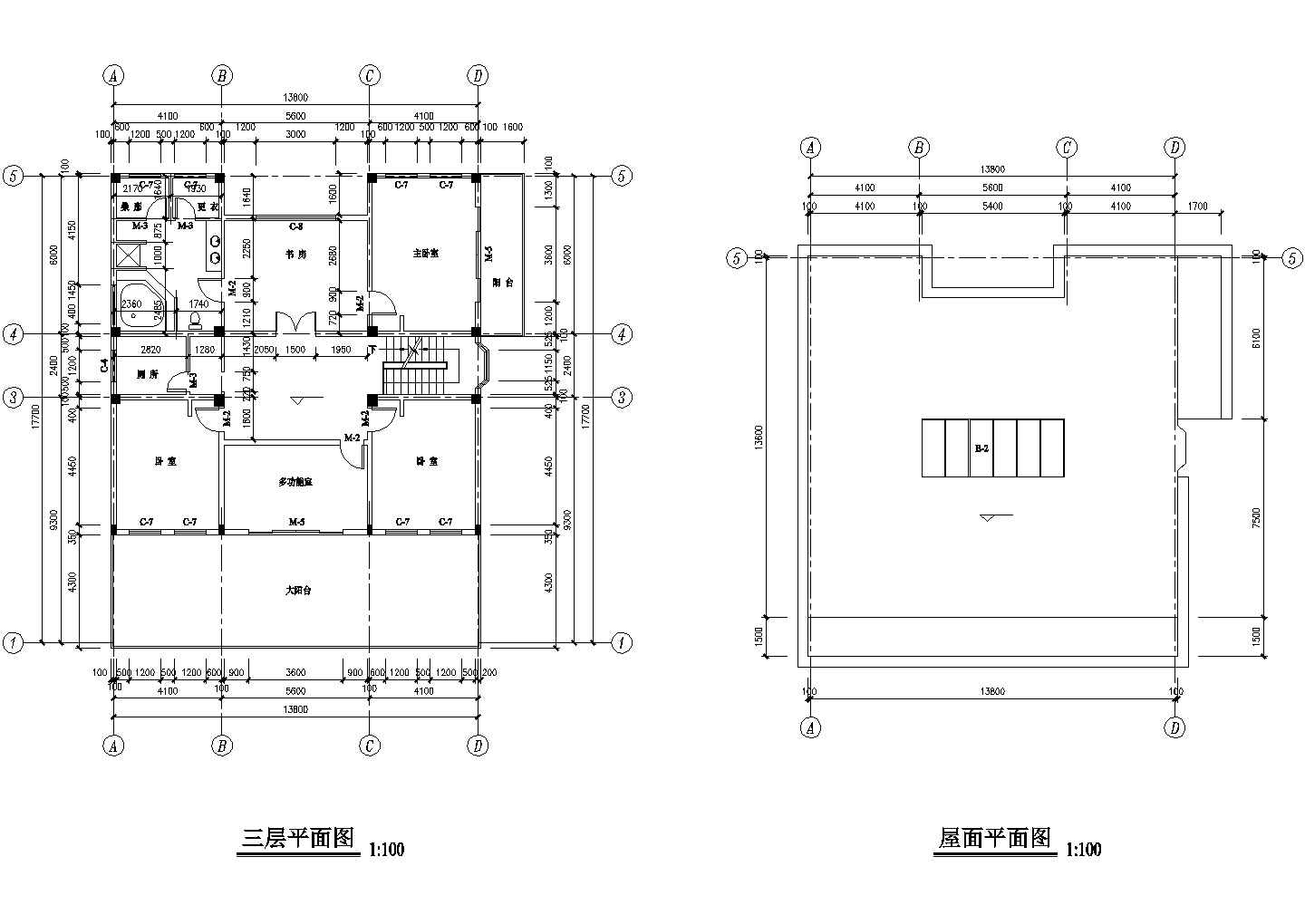 豪华别墅户型CAD施工平面设计图