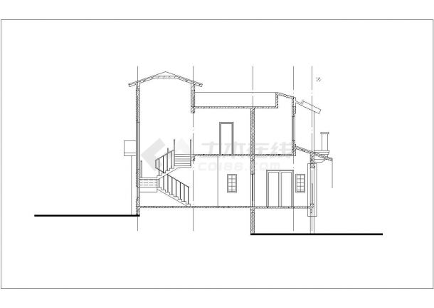 衢州某村镇295平米2层砖混结构单体别墅全套平立剖面设计CAD图纸-图二