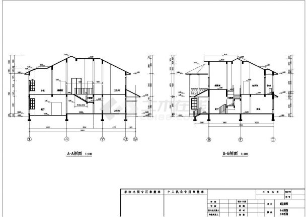 湘潭市某村镇285平米2层混合结构乡村别墅平立剖面设计CAD图纸-图一