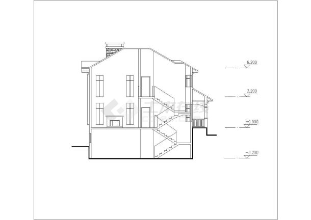 418平米2层框混单体别墅平立剖面设计CAD图纸（含地下室）-图一