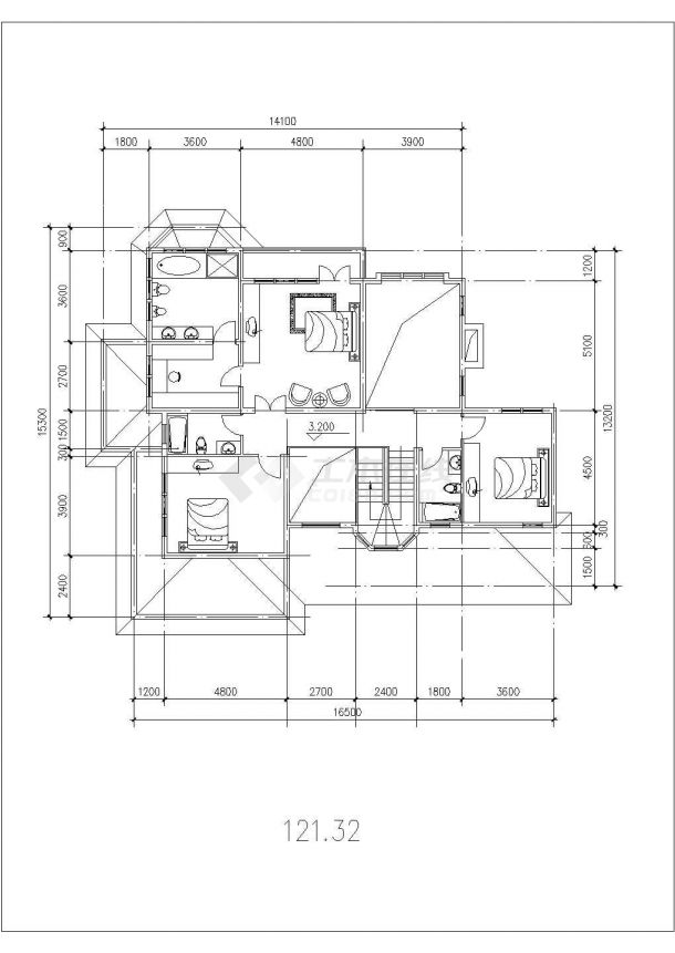 418平米2层框混单体别墅平立剖面设计CAD图纸（含地下室）-图二