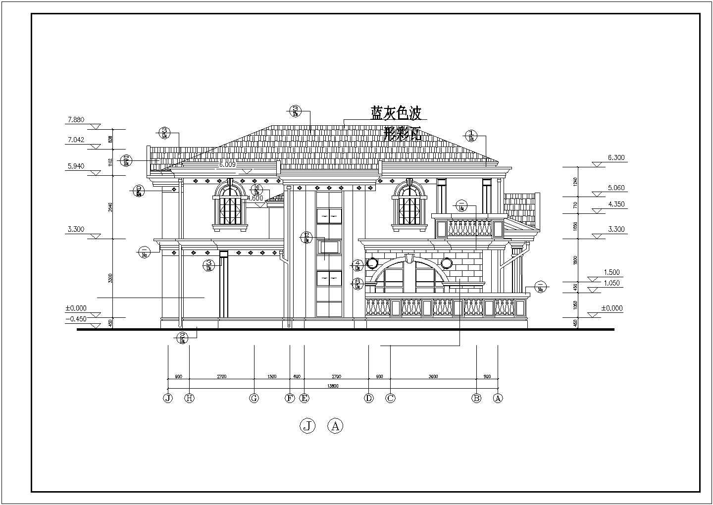 275平米2层框混结构独栋别墅全套平立剖面设计CAD图纸
