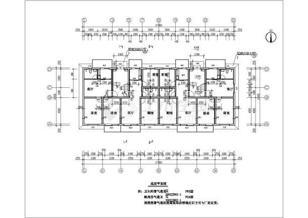 某多层带阁楼层框架结构住宅楼设计cad详细建施图纸-图二