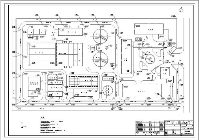 某污水处理厂总平面CAD完整节点构造设计图_图1