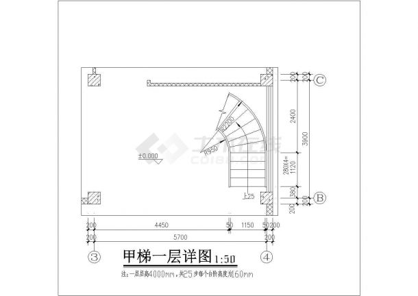 青岛市某村镇366平米3层框混结构乡村别墅全套建筑设计CAD图纸-图一