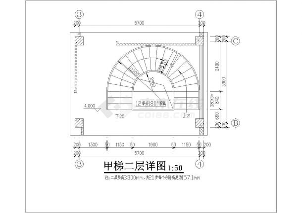 青岛市某村镇366平米3层框混结构乡村别墅全套建筑设计CAD图纸-图二