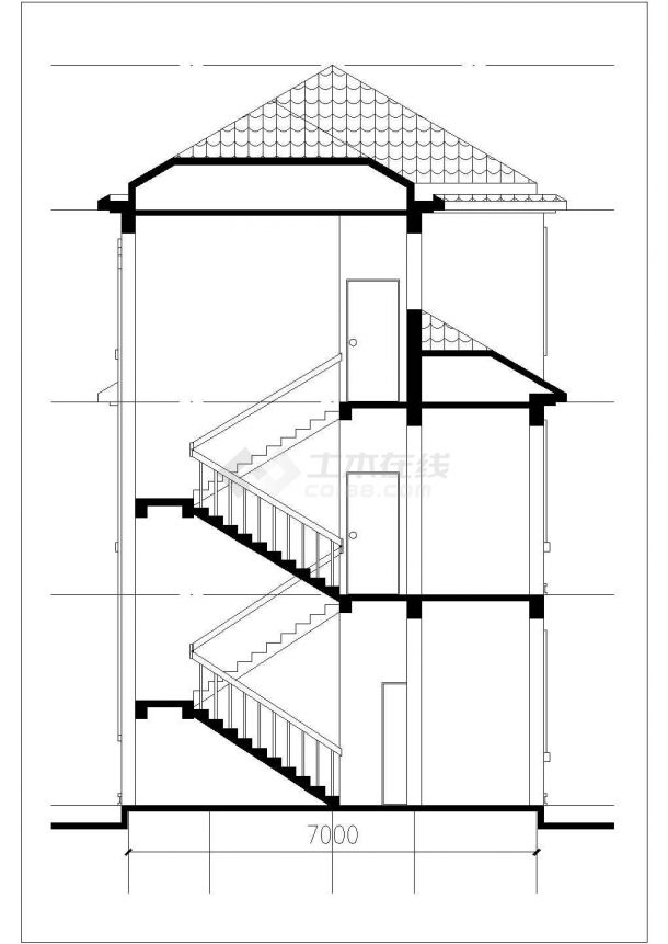 常州某村镇415平米3层框混结构单体别墅平立剖面设计CAD图纸-图一