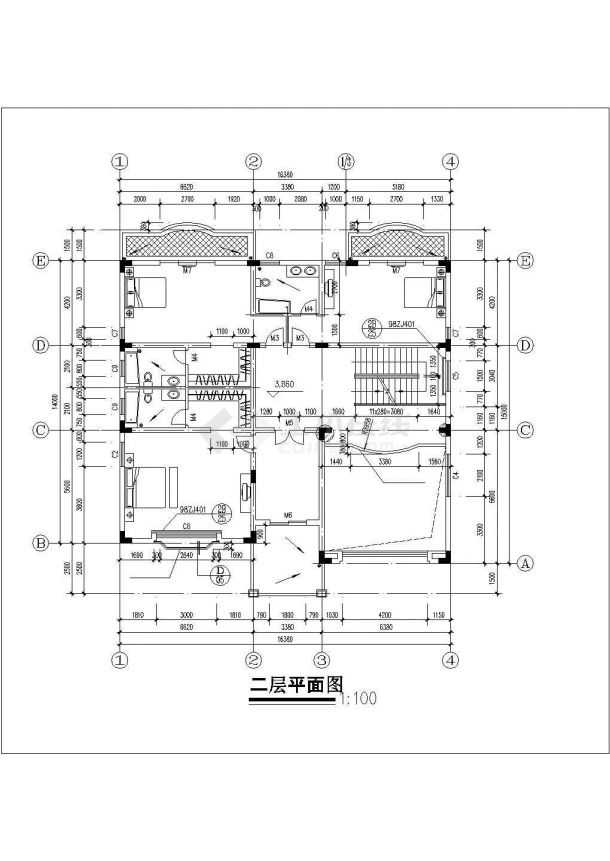 400平米3层框混结构单体别墅建筑设计CAD图纸（含地下层）-图二