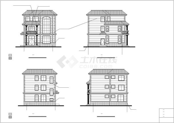 宜昌市某村庄430平米3层钢混框架结构单体别墅建筑设计CAD图纸-图二