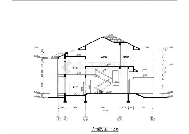 重庆市某村庄335平米3层框混结构独栋别墅全套建筑设计CAD图纸-图一
