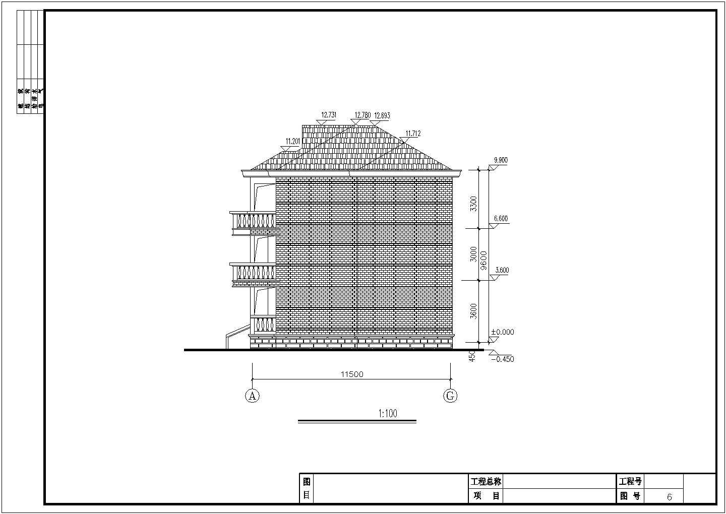 广安市某村镇占地140平米3层砖混结构乡村别墅建筑设计CAD图纸