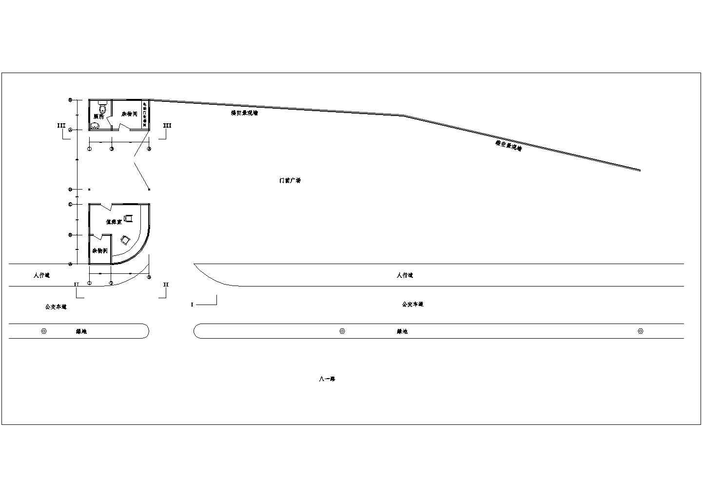 苏州市某湿地公园检票入口大门建筑设计CAD图纸