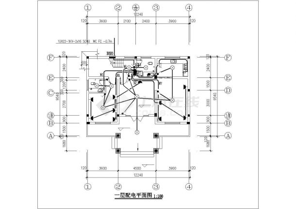 400平米左右三层框混结构单体别墅给排水+电气系统设计CAD图纸-图一