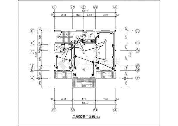 400平米左右三层框混结构单体别墅给排水+电气系统设计CAD图纸-图二