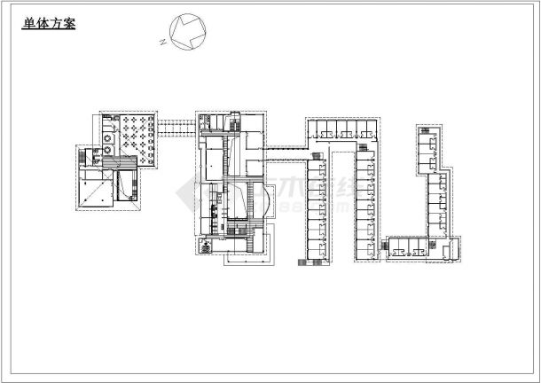 某旅馆建筑设计cad单体方案图-图二