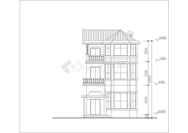 335平米三层混合结构乡村别墅平立剖面设计CAD图纸（含阁楼层）-图一