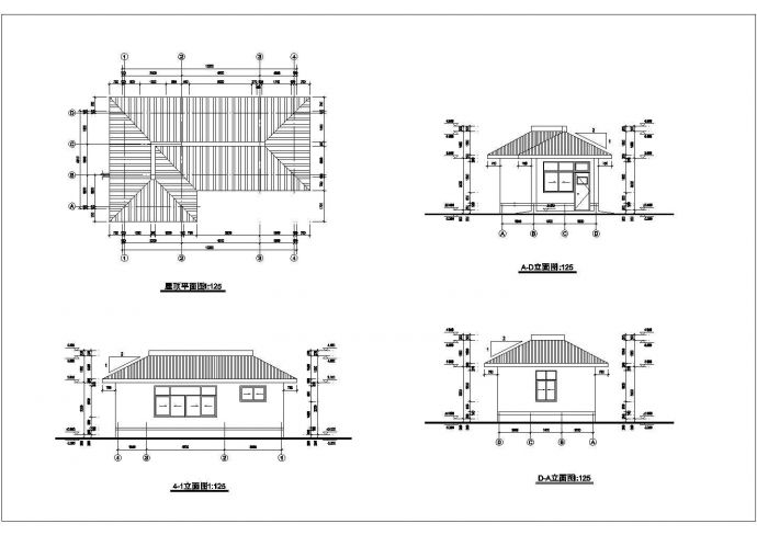 办公楼设计_北京市某市政单位办公楼单层门卫建筑设计CAD图纸_图1